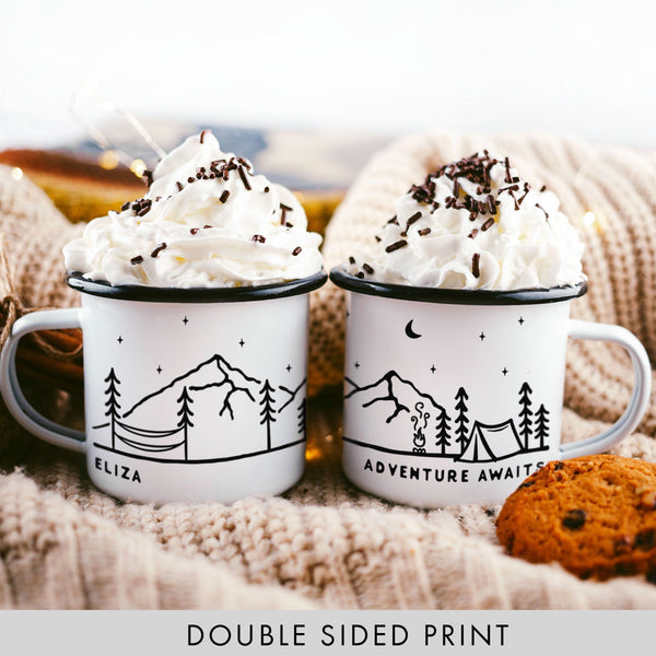 Custom Name Enamel Camping Mug  Cabin Design – The ODYSEA Store