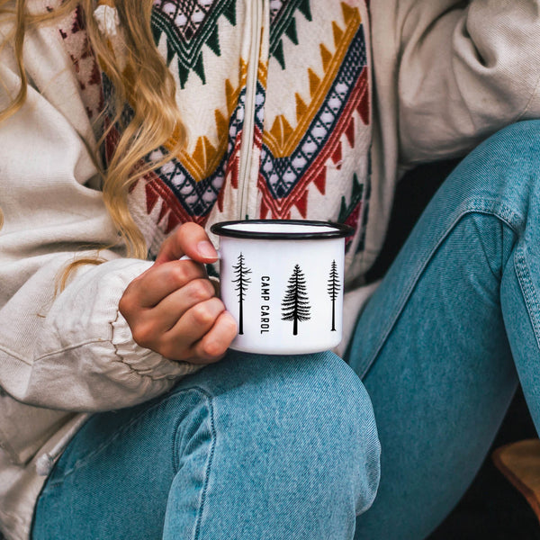 Custom Name Enamel Camping Mug  Cabin Design – The ODYSEA Store