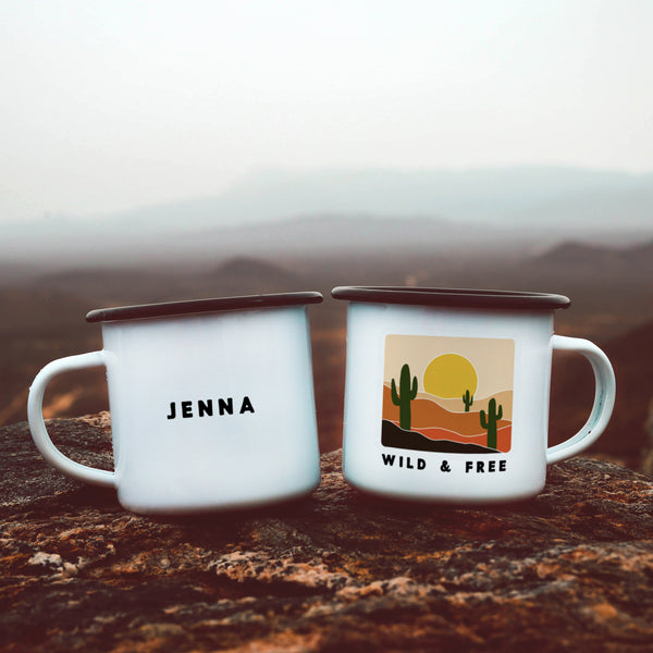 The Wild is Calling-enamel Mug, Campfire Mug, Camping Mug