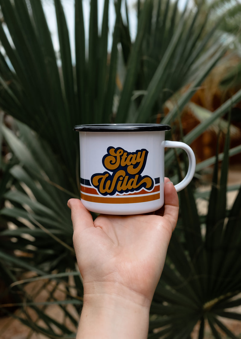 Retro Stay Wild Enamel Coffee Mug