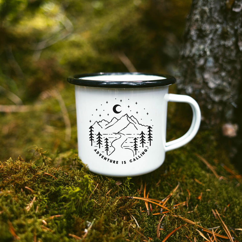 Adventure Is Calling Custom Enamel Camping Mug