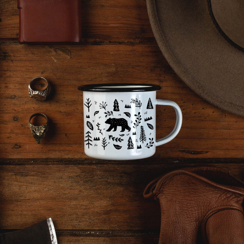 Personalized Name Woodland Forest Bear Camping Mug