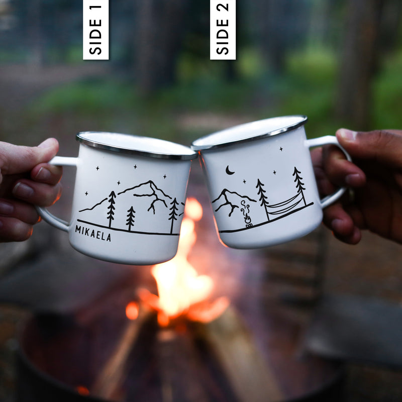 Personalized Name Enamel Camping Mug - Hammock Design