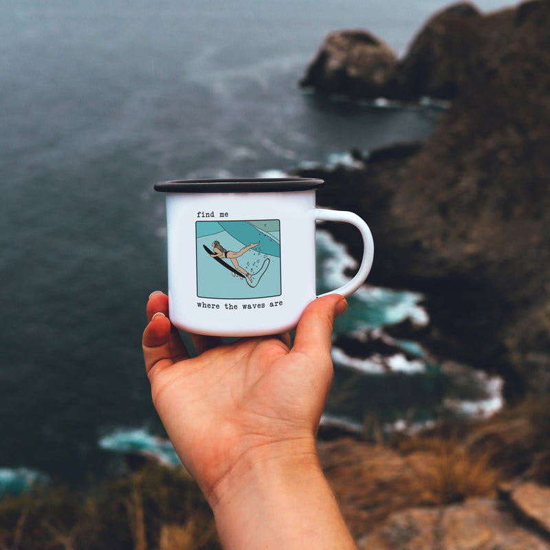 Find Me Where The Waves Are - Surfer Girl Mug