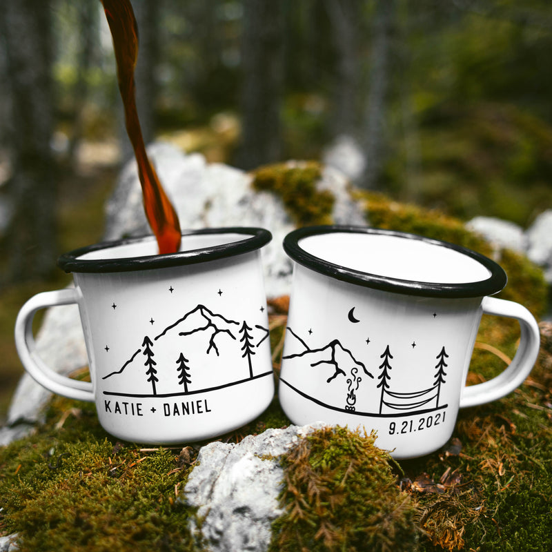 Custom Name Enamel Camping Mug  Cabin Design – The ODYSEA Store