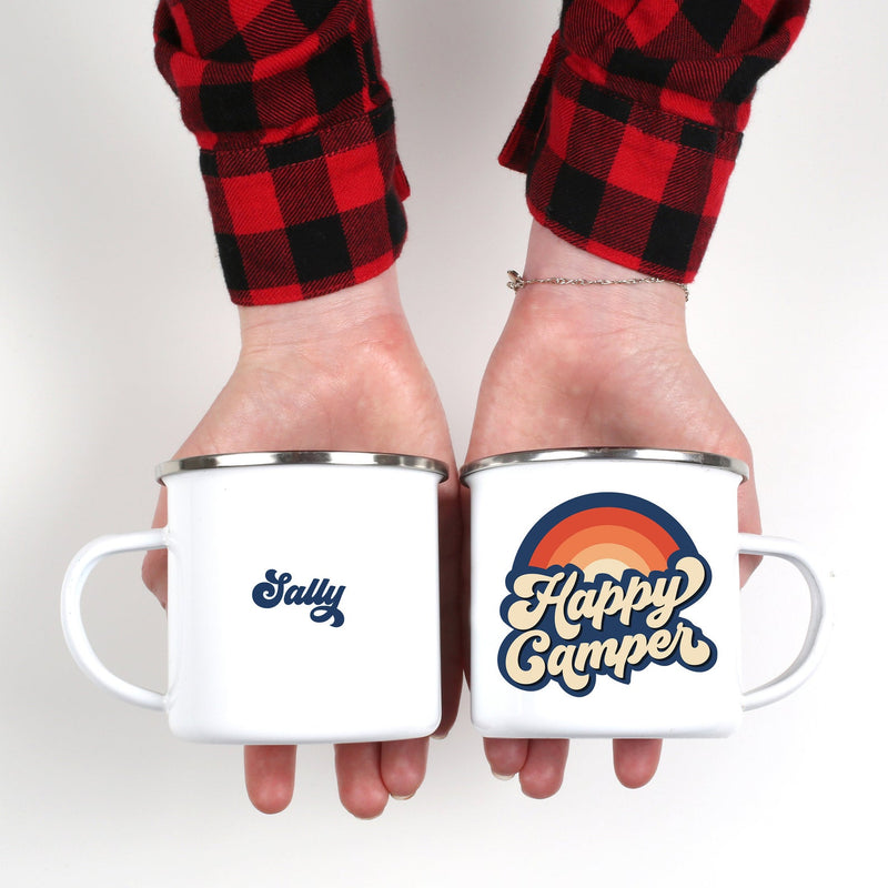 Retro Happy Camper Enamel Coffee Mug
