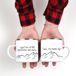 Will You Marry Me Engagement Camping Mug- ONE Mug - Personalized Camp Mugs - ODYSEA Store USA
