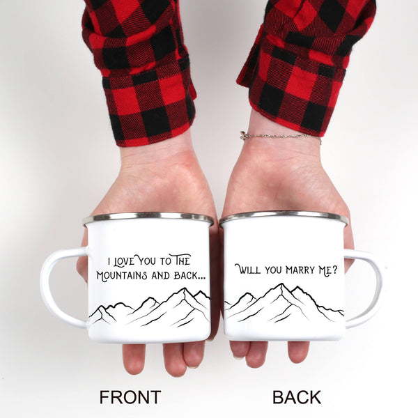 Will You Marry Me Engagement Camping Mug- ONE Mug - Personalized Camp Mugs - ODYSEA Store USA