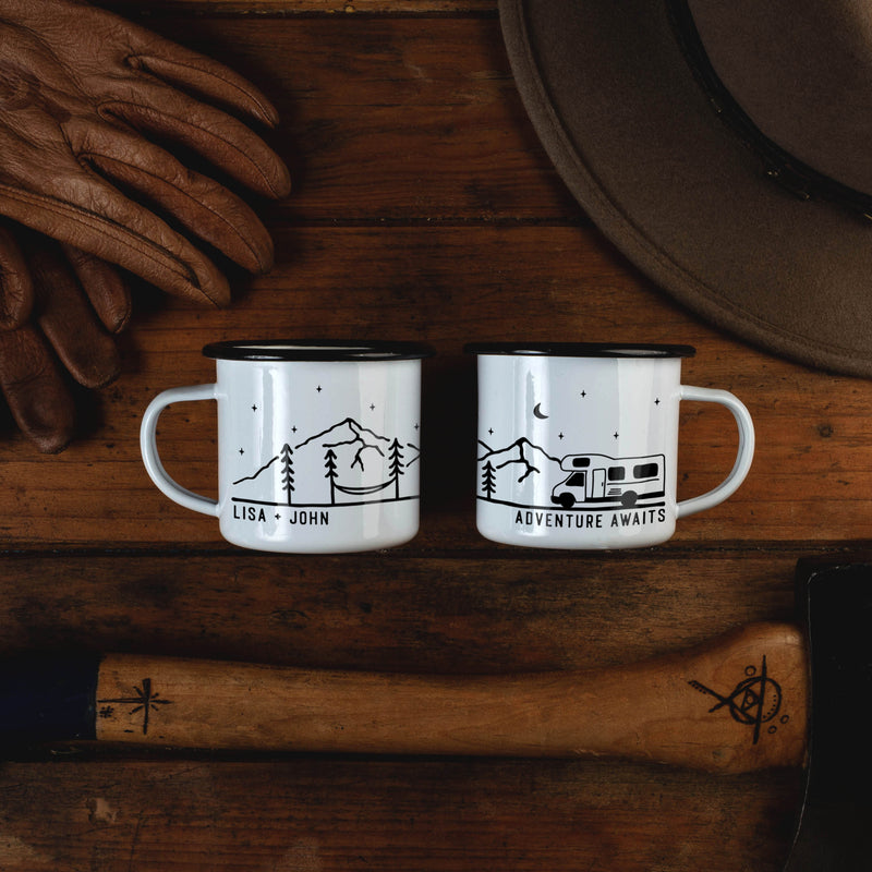 Adventure Awaits Camping Mugs Happy Campers Campfire Cup Enamel